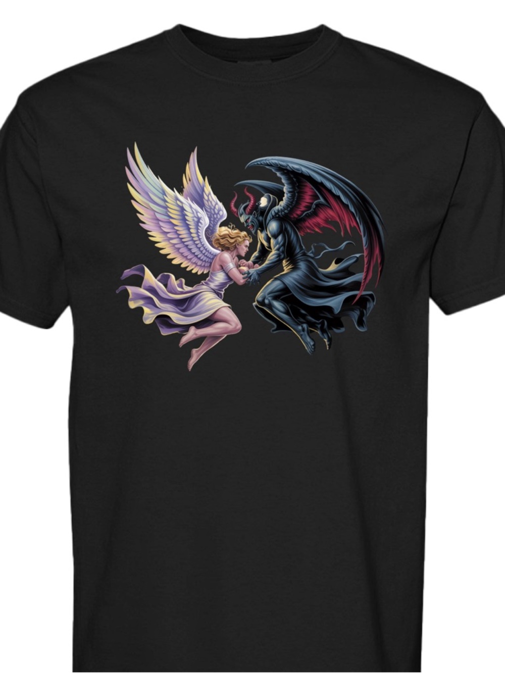 Angel vs Demon Graphic Tee - Black